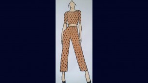 'How to Draw a Fashion Crop Top with Palazzo Illustration for Beginners #6 || Sikana Trends'