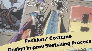 '❇️COSTUME DESIGN/ FASHION ILLUSTRATION narrated fashion sketching process!!'