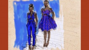 'Fashion Sketching African Print Dresses on iPad using Repaper app on iPad Pro'