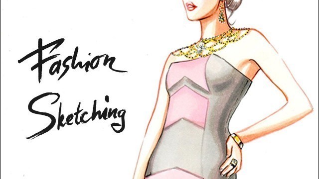 'Fashion sketching: маркерный скетч с однотонной заливкой.'
