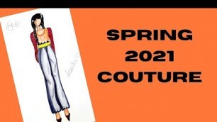 'How to draw simple fashion illustration/Spring 2021 couture/Fashion tutorial for beginners'