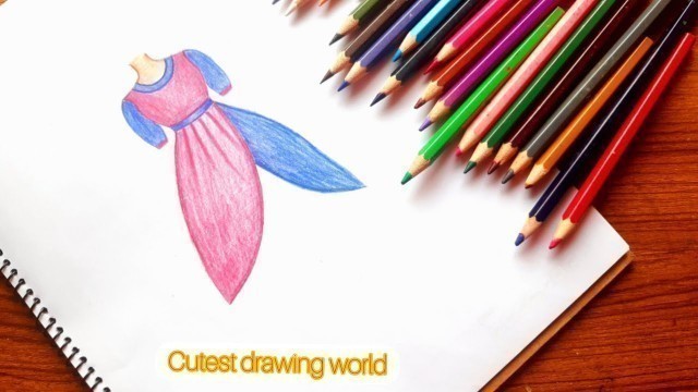 'How to draw a beautiful dress for beginners/Fashion illustration drawing//كيفية رسم فتاة//رسم سهل'