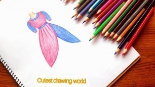 'How to draw a beautiful dress for beginners/Fashion illustration drawing//كيفية رسم فتاة//رسم سهل'