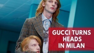 'Gucci models show off replicas of their own heads at Milan fashion week'