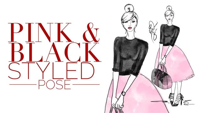 'How to Draw Fashion Illustration For Beginners- Black & Pink Styled Pose in Procreate App'
