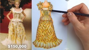 '$150k Dress by Christian Lacroix  Fashion Drawing - Speed Sketching'