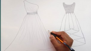 'How to draw a beautiful dress desing/pencil sketching for beginners...'