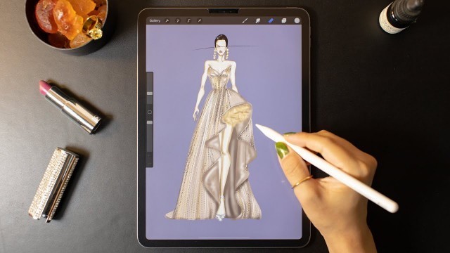 'Procreate Digital Fashion illustration tutorial: Dress on iPad Pro'