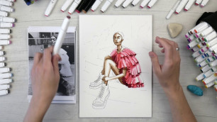 'Как нарисовать | Учимся рисовать маркерами фэшн-скетчи | Fashion Sketching | Touch Five'