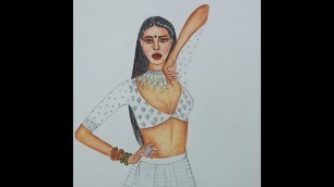 'fashion illustration /speed drawing of a traditional Indian girl in lengha #shorts'