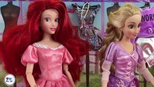 'Toys Videos for Kids -Barbie Disney Princess Fashion Challenge + Barbie Dreamhouse Bedroom Routine!'