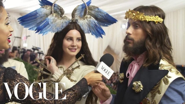 'Lana Del Rey and Jared Leto on Their Gucci Ensembles | Met Gala 2018 With Liza Koshy | Vogue'