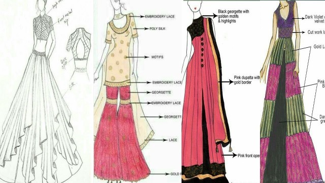'Pencil Sketching || Dress Designing - Fashion Sketching By (Fragrance Sewing Boutique)'