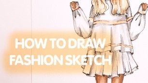 'How To Draw Fashion Sketch With Watercolor / Sketching'