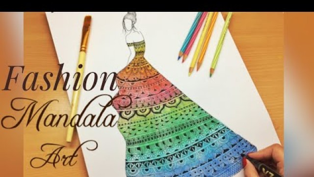 'Beautiful dress Mandala/zentangle/doodle art |Fashion Illustration- Doodle/Zentangle art| Design-1|'