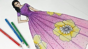 'How to draw a beautiful dress | Fashion Illustration Drawing for Beginners'