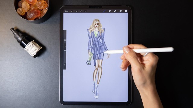 'Procreate Digital Fashion illustration tutorial:  Graphic Women Suit, with Procreate on iPad Pro'
