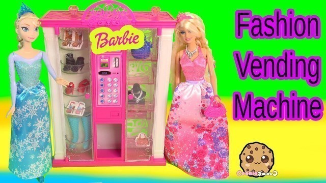 'Barbie Fashion Vending Machine Playset with Disney Frozen Queen Elsa Dolls - Toy Unboxing Video'