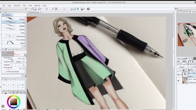 '[FASHION ILLUSTRATION] How I Digitally Colour Traditional Sketches - Speedpaint and Tips'