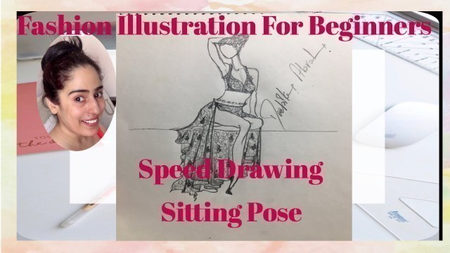 'Fashion Illustration for beginners |speed Art |how to draw a sitting pose |fashion drawing |'
