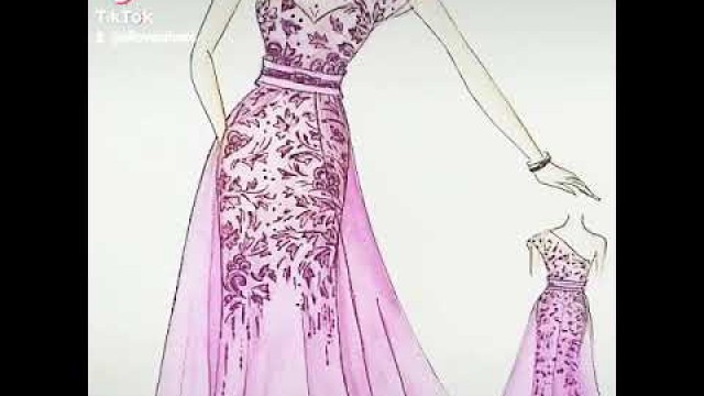 '#eveningdress #ss21 #fashiondrawing #art Purple Dress| Ellove Couture fashion Sketch...'
