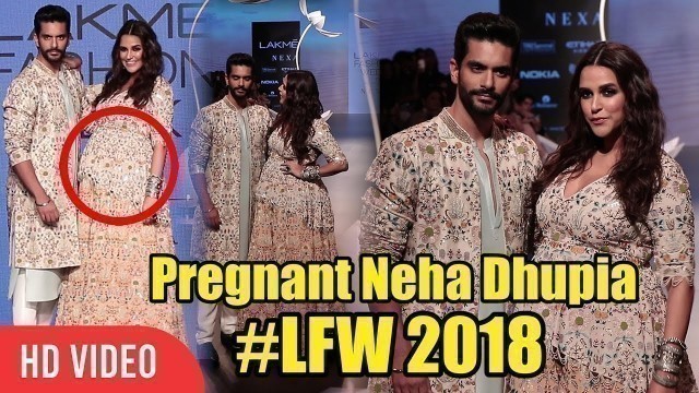 'Pregnant Neha Dhupia Ramp Walk With Husband Angad Bedi at Lakme Fashion Show 2018'