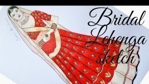 'Bridal Lehenga sketch fashion illustration | Inspired by Sabyasachi | swathi art studio'