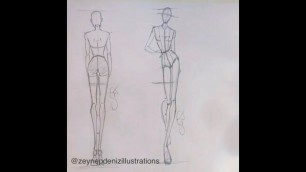 'Fashion sketch tutorial by ZEYNEP DENIZ-fashion figure/catwalk pose'