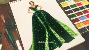 'Fashion Illustration Dress Painting for Beginners - How to Paint Suede Material Using Markers'