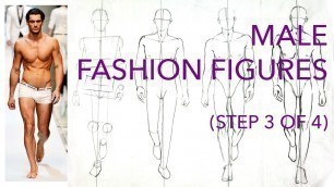 'Male Fashion Figures: Step 3 (of 4): Drawing Muscles'