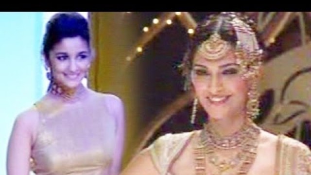 'Bollywood actresses walk the ramp at a fashion show'