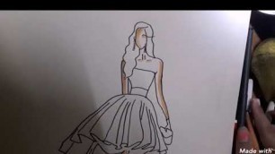 'How to draw a dress design  || dresses drawing || fashion sketching'