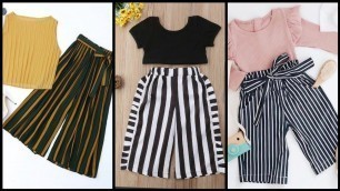 '1-6Y Toddler Baby Girl Summer Fashion Clothes//2PCS Tops Striped Wide leg Pant Set'