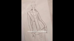'Fashion sketch tutorial by ZEYNEP DENIZ-drawing blazer jacket'
