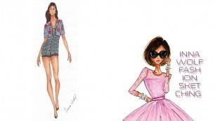 'Fashion sketching | Скетч одежды - Эскиз летнего костюма | Inna Wolf'