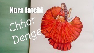 'Nora Fatehi\'s dress drawing from Chhor denge song||fashion illustration drawing'