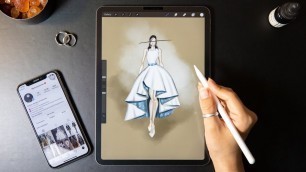 'Fashion Digital illustration tutorial: simple dress, with Procreate on iPad Pro'