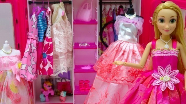 'Disney Princess Rapunzel Barbie Doll Dresses Fashion Clothes Barbie Pink Bedroom Toys'
