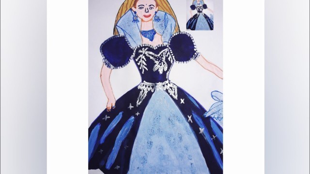 'How to paint a beautiful and easy Barbie princess (Cinderella) [fashion illustration art]'