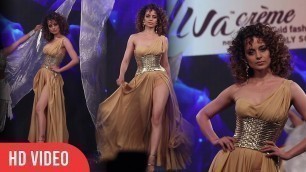 'Hot Kangana Ranaut Ramp Walk in Thigh-High-Slit Dress | Viralbollywood'