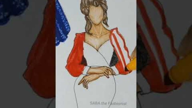 'Easy dress drawing| Fashion Illustration tutorial for beginners| SABA the Fashionist #shorts'