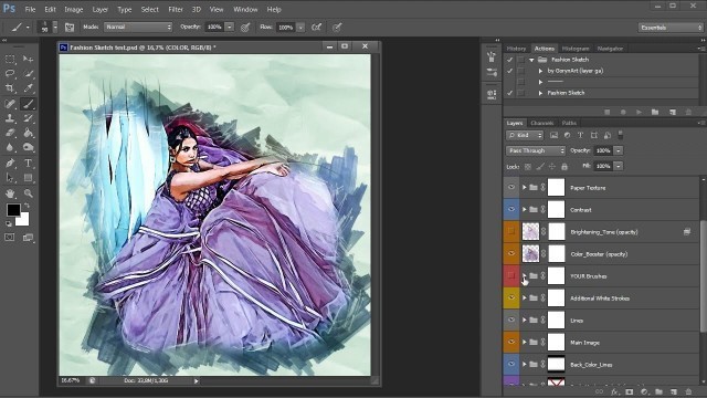 'Fashion Sketch Photoshop Action Tutorial'