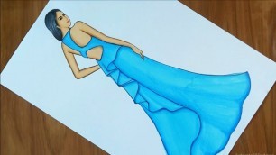 'How to draw a wonderful dress | fashion illustration drawing step by step'