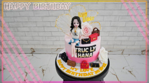 'Beauty Girl Fondant cake. makeup Bags Fashion Lover cake | នំខេកស្ករ ស្រីស្អាត គ្រឿងសម្អាង កាបូបម៉ូត'