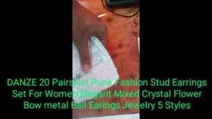 'DANZE 20 Pairs/lot Punk Fashion Stud Earrings Set For Women פותחים חבילות מסין סט עגילים לנשים'