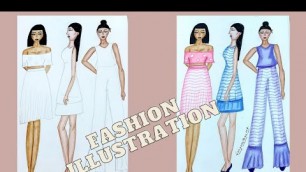 'How to draw a Fashion illustration | Pattern making | SangamithraM.R.'