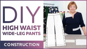 'How to sew high waist, wide leg pants? Work with basic pattern. Tutorial'