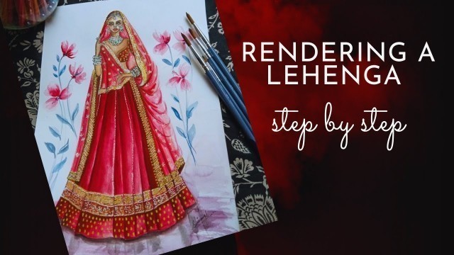 '#2lehenga rendering step by step How to draw  [Fashion Illustration]'