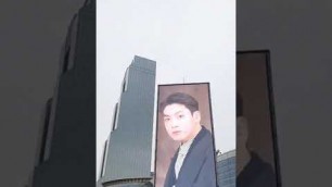 'BTS for the Louis Vuitton fashion show is already on the billboards in Seoul!!'
