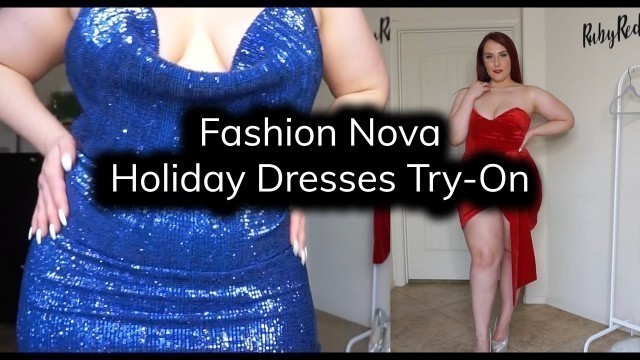 'Fashion Nova Curve 2019 Holiday Dresses Try-On Haul | Ruby Red'